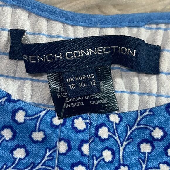 French Connection Dress Womens 12 Elao Whisper Cut Out smocked Back Chalk Blue - Picture 6 of 9